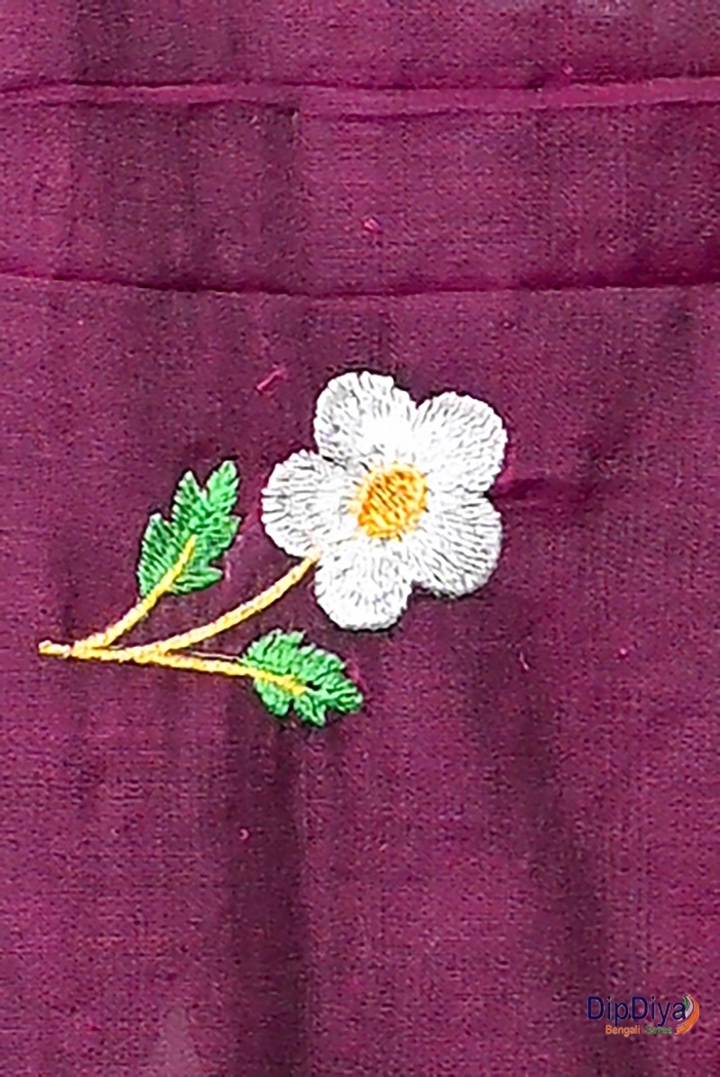 Violet Pure Cotton Paray Embroidery Handloom saree (299)